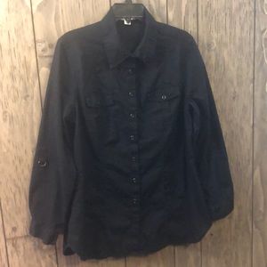 Coldwater Creek XL Black Button Down Shirt